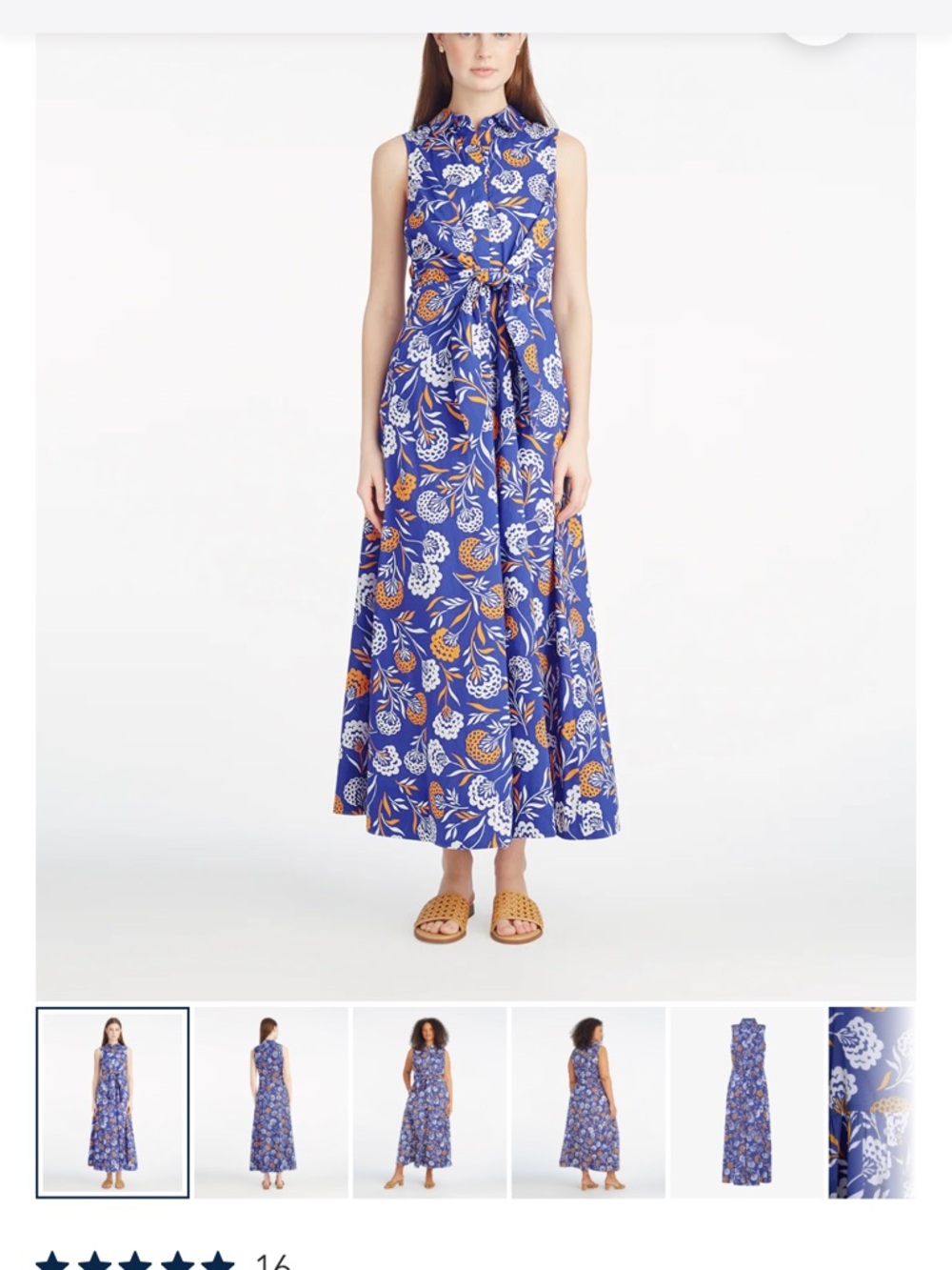 Draper James Blue Floral Tie-Waist Maxi Dress